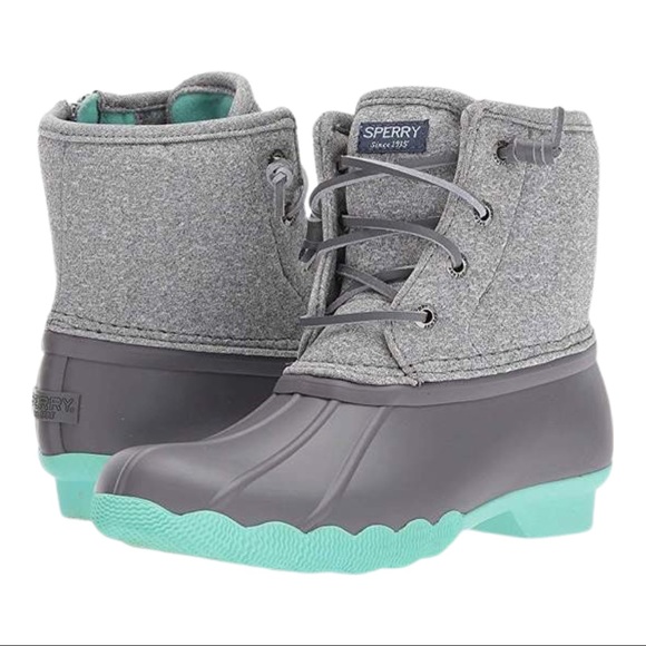 Grey and mint sperry duck boots Clearance
